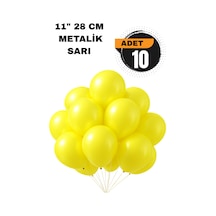 Metalik Balon 11 İnc 28 Cm 10 Adet Parti Doğum Günü Kutlama Süsleri Sarı