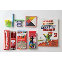 İlkokul 2. Sınıf Matematik Problem Çözme Kitabı Ve Pensan 12 Renk Boya & Kırtasiye Seti + Tangram