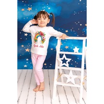 Pia Baby İsme Özel Kız Çocuk Pijama Takımı %100 Pamuk Penye İsim Baskılı Kişiye Özel Çocuk Pijaması 10055p14pi Krem