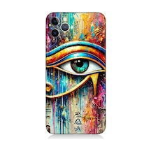 Apple Uyumlu iPhone 11 Pro Soyut Detayda Mavi Göz Ra Desenli Silikon Kılıf Çok Renkli