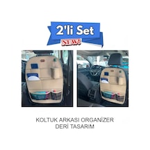 Citroen C2 Deri Koltuk Arkası Düzenleyici Koruyucu Bej 2 Adet Şhn