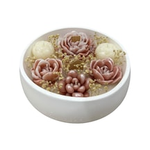 Yuvarlak Tabak 19x5 Cm Kokulu Çiçek Mum Kadınlar Günü, Anneler Günü Hediyelik