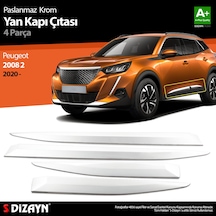 S-Dizayn  Peugeot 2008 2 Krom Yan Kapı Çıtası 4 Prç 2020  Üzeri