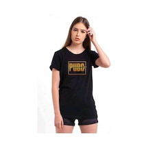 Pubg Logo Baskılı Siyah Kadın Tshirt (534653013)