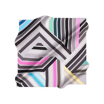 Geometrik Desenli İpek Krep Saten Eşarp Geometrikgri-siyah Geometrikgri-siyah