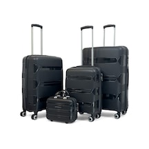 Lucas Polipropilen Kırılmaz Valiz Seti, 4'lü Set - Siyah Siyah