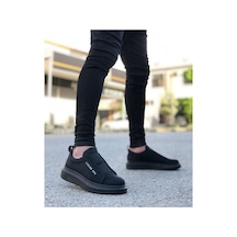 ER0307 Erb Kalın Yüksek Taban Çift Bant Siyah Erkek Ayakkabı