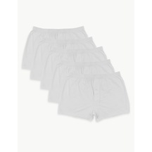 Marks & Spencer Saf Pamuklu 5'li Nefes Alabilir:trade Mark: Boxer Seti Beyaz