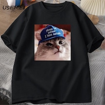 Flood Of Style Lütfen Sabırlı Olun Ben Otizm Kedi Grafik T Shirt Erkek T-shirt Adam Giysileri Kısa Kollu Pam Siyah