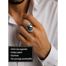 Ragnar Shadow Skull Ring Asi Kaptan Kurukafa Erkek Yüzüğü, Detaylı Kurukafa Figürü Çok Renkli