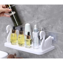 Kuğu Tasarımlı Kendinden Yapışkanlı Raf Banyo Düzenleyici Beyaz