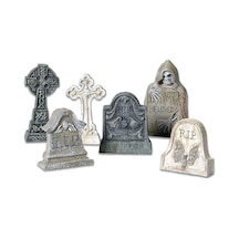 Department 56 Köy Koleksiyonları İçin Bayramı Aksesuarları Mezar Taşı Heykelcik Seti, Çoklu Boyutlar, Çok Renkli Abanoz