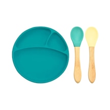 Oioi Silikon Tabak+Bambu Saplı Silikon Kaşık