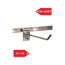 20 Adet 20 cm Kanallı Pano Kancası Raf Askısı Krom