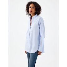 Loft Loose Fit Kadın Gömlek U.kol Lf2040473 Q1.v1 Mavi