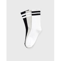 Gloria Jeans Çizgili Uzun Çoraplar 3 Çift 462391355 Beyaz