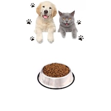 Hayvanlar İçin Çelik Kaydırmaz Küçük Boy Su Mama Vb Kabı Kedi Köpek Su Mama Kabı Alt Taban 15,5 Cm