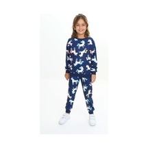 My Kids Wear İpeksi İki İplik Aplike Kumaş Çocuk Takımları Saks Mavi