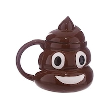 Poo Kaka Emoji Kupa Bardak Tasarım Kupa Dekoratif Hediyelik Beyaz - Çok Renkli