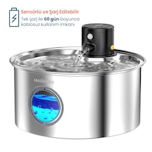 Haustier W2 Otomatik Kablosuz Kedi Su Pınarı, Sensörlü , Bataryalı , Ultra Sessiz, Çelik , 3.2lt Hazne