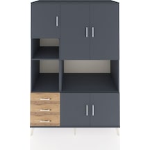 Kronos Dolap 9 Raflı 3 Çekmeceli 5 Kapaklı 132x59x195 Antrasit-antrasit/çam Antrasıt/atlas Çam