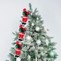 96 Cm 3lü Merdivene Tırmanan Noel Baba Yılbaşı Çam Ağacı Süsleri Yılbaşı Süsü Vitrin Noel Süsleri