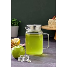 Tr 1100 Ml Borosilikat Cam Sürahi, Paslanmaz Çelik Kapaklı, Metalik Ckr3404
