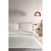 Puffy Lines Çift Kişilik Yatak Örtüsü - Şampanya