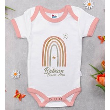Bitmeyenkartus Bk Kids Kişiye Özel Pembe Bebek Body Zıbın - Model 19 Çok Renkli