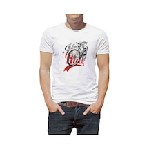 Ride My Bike Baskılı Beyaz Erkek Tshirt