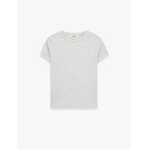 Koton Regular Fit Bisiklet Yaka Modal Karışımlı Kısa Kollu Tişört Kar Melanj 7wal10182ık Gri Melanj