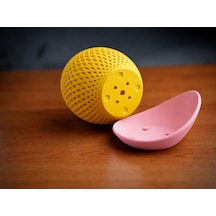 Bezos 3d Baskı Küre Saksı - Kafes Dokulu İki Parçalı Dekoratif Saksı - Sarı-pembe Bzs01 Standart