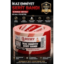 Kırmızı Beyaz Emniyet Şeridi İkaz Bandı 60 Mm X 110 Metre Uyarı Şerit Bantı Güvenlik Alan