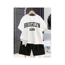 Ss Sinser Yazlık Broklyn Usa Ny Baskılı Erkek Kız Çocuk Siyah Şort, Beyaz T-shirt 1 Yaş Büyük Alınız Bb Alt - Üst Çocuk Takım Renk:çok Renkli Çok Renkli