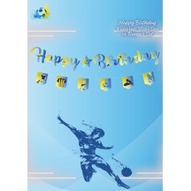Sarı Lacivert Taraftar Happy Birthday Kaligrafi Ve Banner Set Tüm Yaşlar