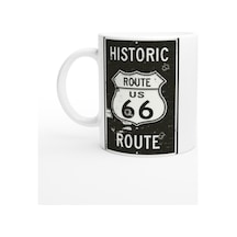 Route 66 Kurşun İzli Retro Metal Levha Temalı Kupa Bardak Renkli