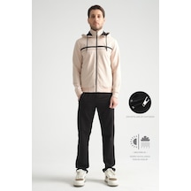 Shooter Sportswear Shooter Premium Dik Yaka Rahat Form Klasik Paça Erkek Eşofman Takımı Bej