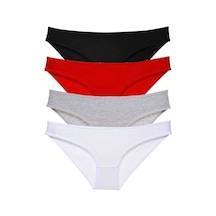 4 Adet Süper Eko Set Likralı Kadın Slip Külot Siyah Kırmızı Gri Beyaz Beden: M Standart