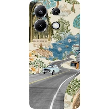 Poco X6 Pro Uyumlu Yeşil Sanatsal Yol Çiçekler Baskılı Silikon Kılıf Renkli