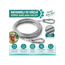 Sn-38107 5 Metre Çelik Köpek Bağlama Halatı Kilitli Karabina Pvc Kaplamalı