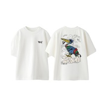 Thewert Island Tasarım Sırt Baskılı Pamuk Beyaz Oversize T-shirt