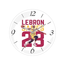 Lebron James 23 Numara Çap 30cm Sessiz Akar Bombeli Gerçek Cam Duvar Saati Siyah