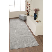 Mariesse Home Elit Bukleli Yumuşak Koridor Kesme Yolluk Dokuma Makine Halısı Gri