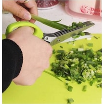 Pazly Cbtx 5 Katlı Kıyma Fesleğen Biberiye Mutfak Makası Rendelenmiş Kıyılmış Taze Soğan Kesici Yeşil, Kıyma Makası Yeşil