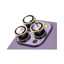 Noktaks - iPhone Uyumlu 14 Pro Max - Kamera Lens Koruyucu Safir Parmak İzi Bırakmayan Anti-reflective Cl-12 - Gold
