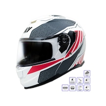 My Helmets Mks002-wrg Güneş Vizörlü Şeffaf Çene Açılır Motosiklet Kaskı Beyaz - Kırmızı - Siyah