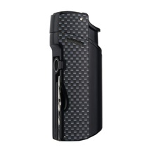 Quantoro Tek Torch Pürmüz Delicili/iğneli Siyah Karbon Desenli Metal Puro Çakmağı - Trz1188