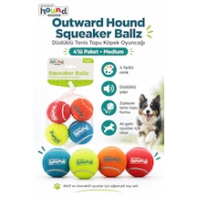 Outward Hound Squeaker Ballz Düdüklü Tenis Topu Köpek Oyuncağı 4'lü Medium