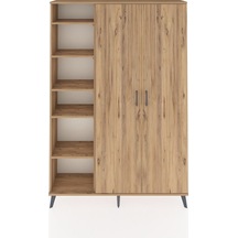 Arges Dolap 7 Raflı 2 Kapaklı Tek Askılı 132x30x195 Çam-çam/çam Çam