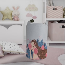 Mekta Home Bebek Ve Çocuk Odası Çiçekli Prenses Kız Desenli Oyuncak Sepeti Renkli Çok Renkli